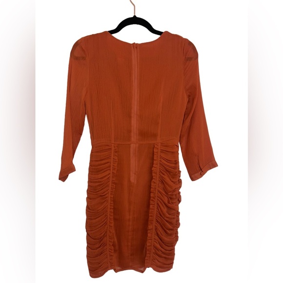 H&M Frill Burnt Orange Above Knee Dress Size 2 - Picture 2 of 12
